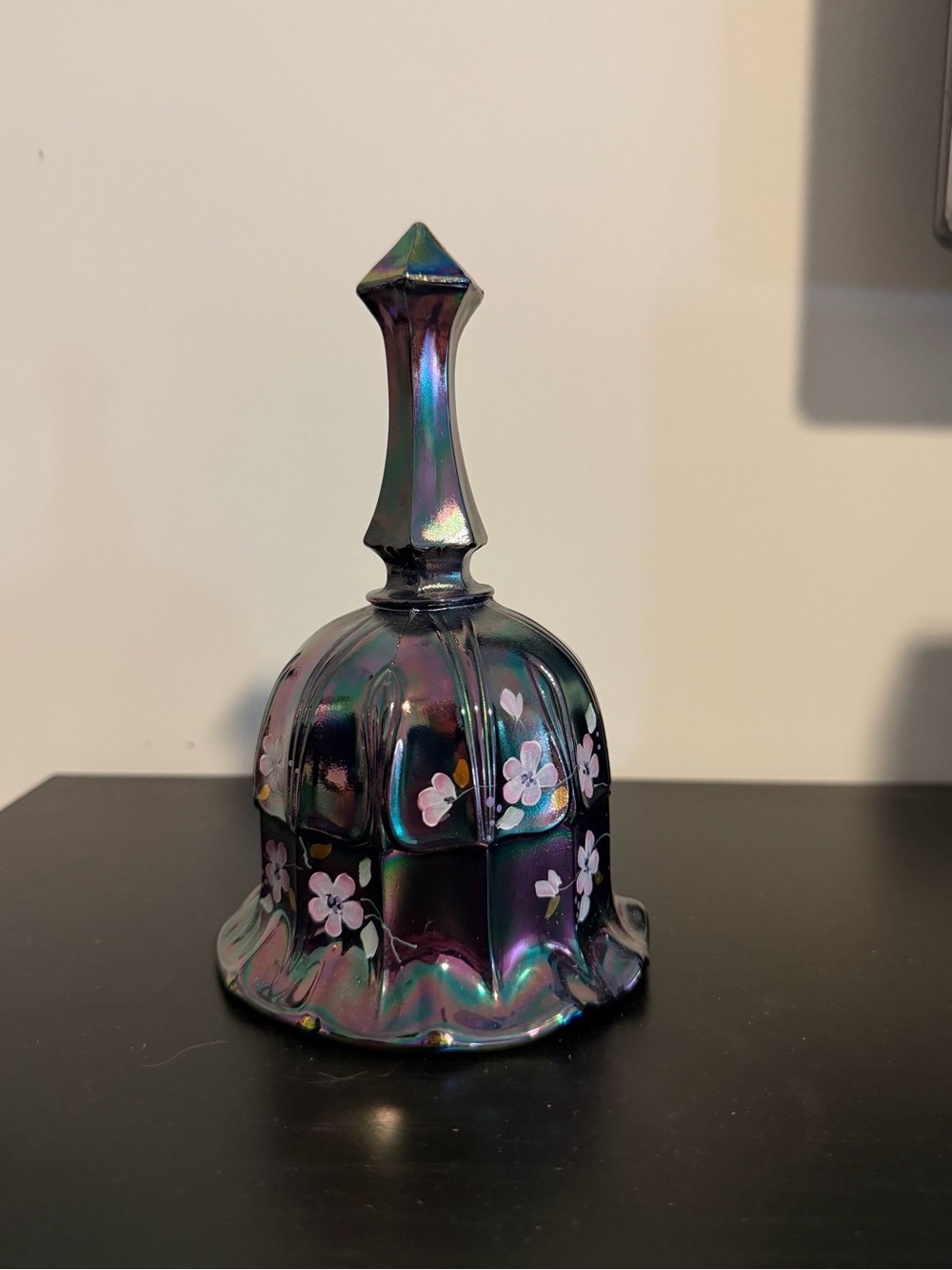 Fenton Carnival Glass Amethyst Hand Painted Flowers Bell 373B